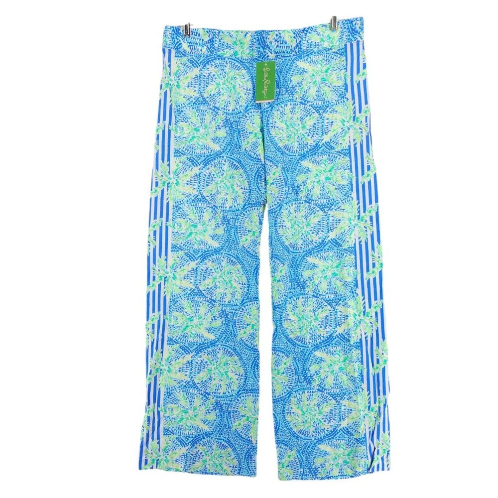 Lilly Pulitzer Blue & Green Printed Wide-Leg Pants